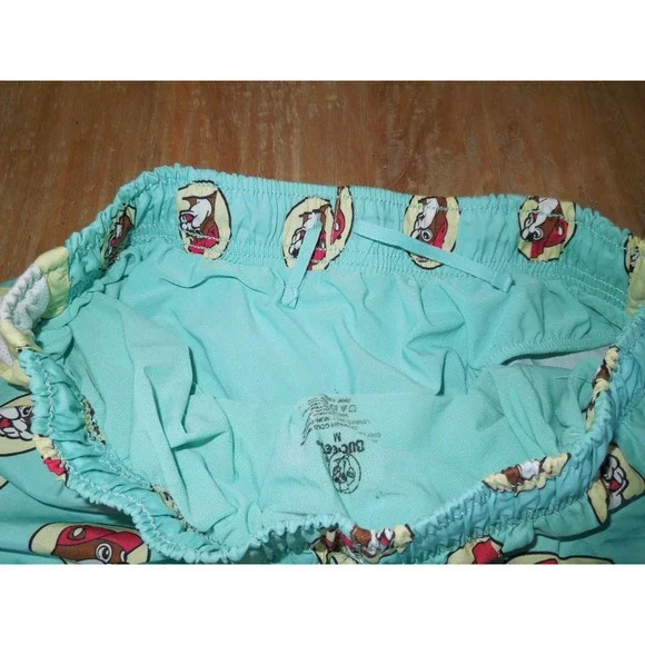 Buc-ee's Women's Running Shorts Size Medium Blue Beaver Logo Print Athletic - Picture 7 of 7